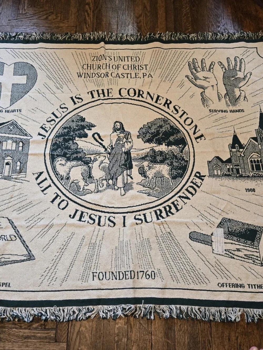Vintage Zion's United Church of Christ Tapestry Blanket Windsor Castle PA 62x47